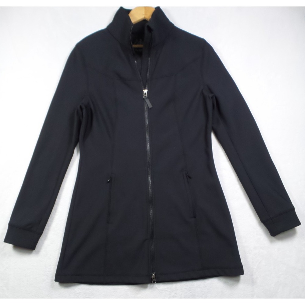 Prana Jacket Womens Size Small Black Keva Softshell Long Length Full Zip